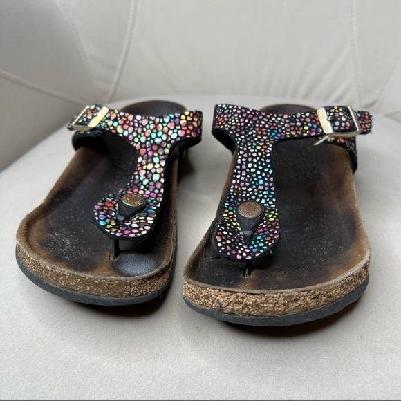 Birkenstock Gizeh Metallic Sandals Slip On Leather Confetti Brown 36 - Picture 2 of 4